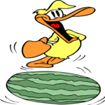 Duck Riding Watermelon