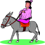 Woman Riding Donkey
