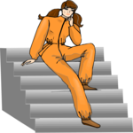 Woman Sitting on Stairs