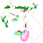 Bunnies Painting Eggs