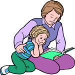 Mother Reading to Boy