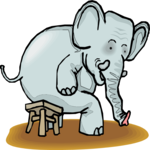 Elephant Sitting on Stool