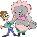 Man with Baby Elephant