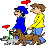 Couple Walking Dogs