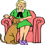 Woman Petting Dog