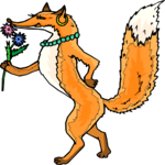 Fox Smelling Flowers