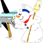 Snowman Checking Mailbox