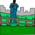 Man Standing by Fence