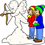 Couple Making Snow-Cupid