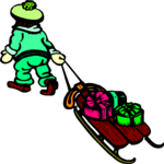 Girl with Sled & Gifts