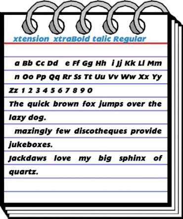 ExtensionExtraBoldItalic Regular Font