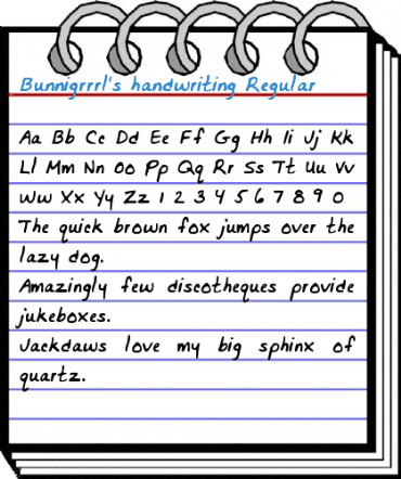 Bunnigrrrl's handwriting Regular Font