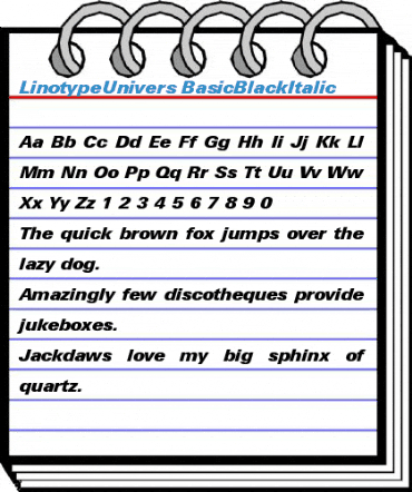 LinotypeUnivers BasicBlackItalic Font