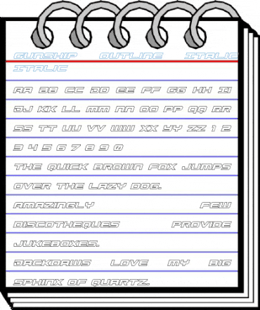 Gunship Outline Italic Font