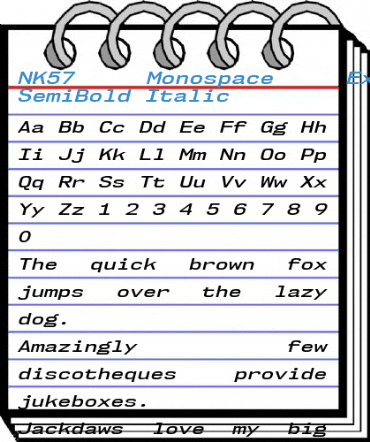 NK57 Monospace Expanded SemiBold Italic Font