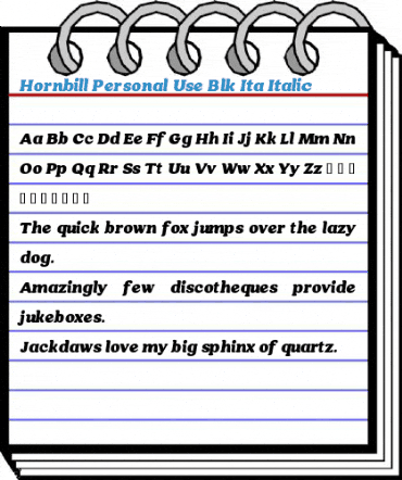 Hornbill Personal Use Blk Ita Italic Font