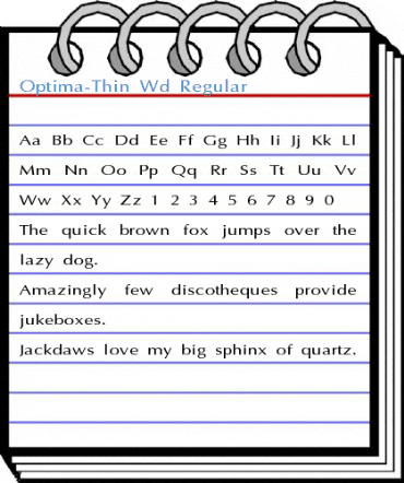 Optima-Thin Wd Regular Font