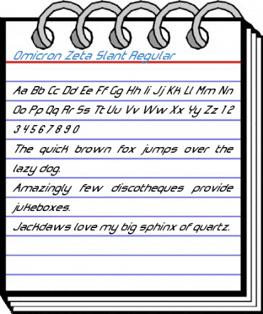 Omicron Zeta Slant Regular Font