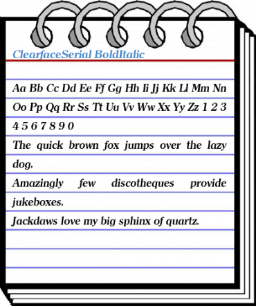 ClearfaceSerial BoldItalic Font