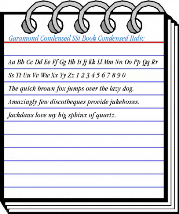 Garamond Condensed SSi Book Condensed Italic Font