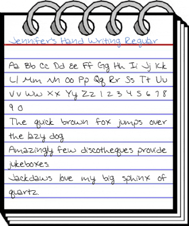 Jennifer's Hand Writing Regular Font