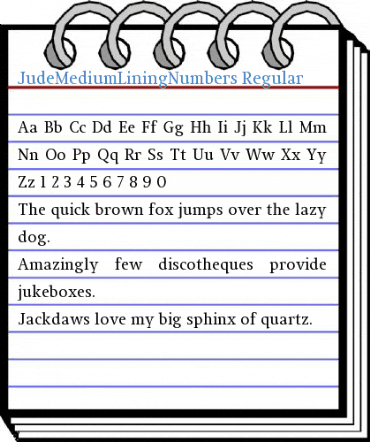 JudeMediumLiningNumbers Regular Font