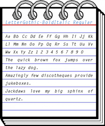 LetterGothic-BoldItalic Regular Font