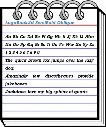 LugaBookAd SemiBold Oblique Font