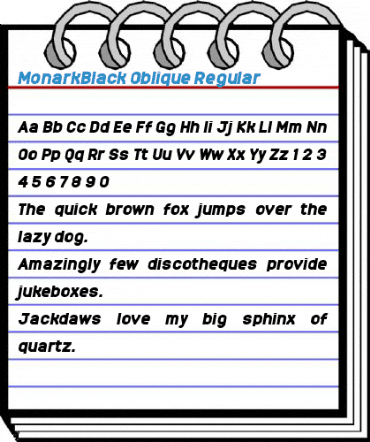 MonarkBlack Oblique Regular Font