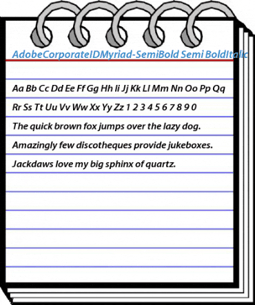 AdobeCorporateIDMyriad-SemiBold Semi BoldItalic Font