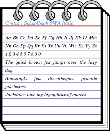 Century Schoolbook SWA Italic Font
