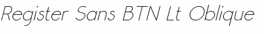 Register Sans BTN Lt Oblique Font